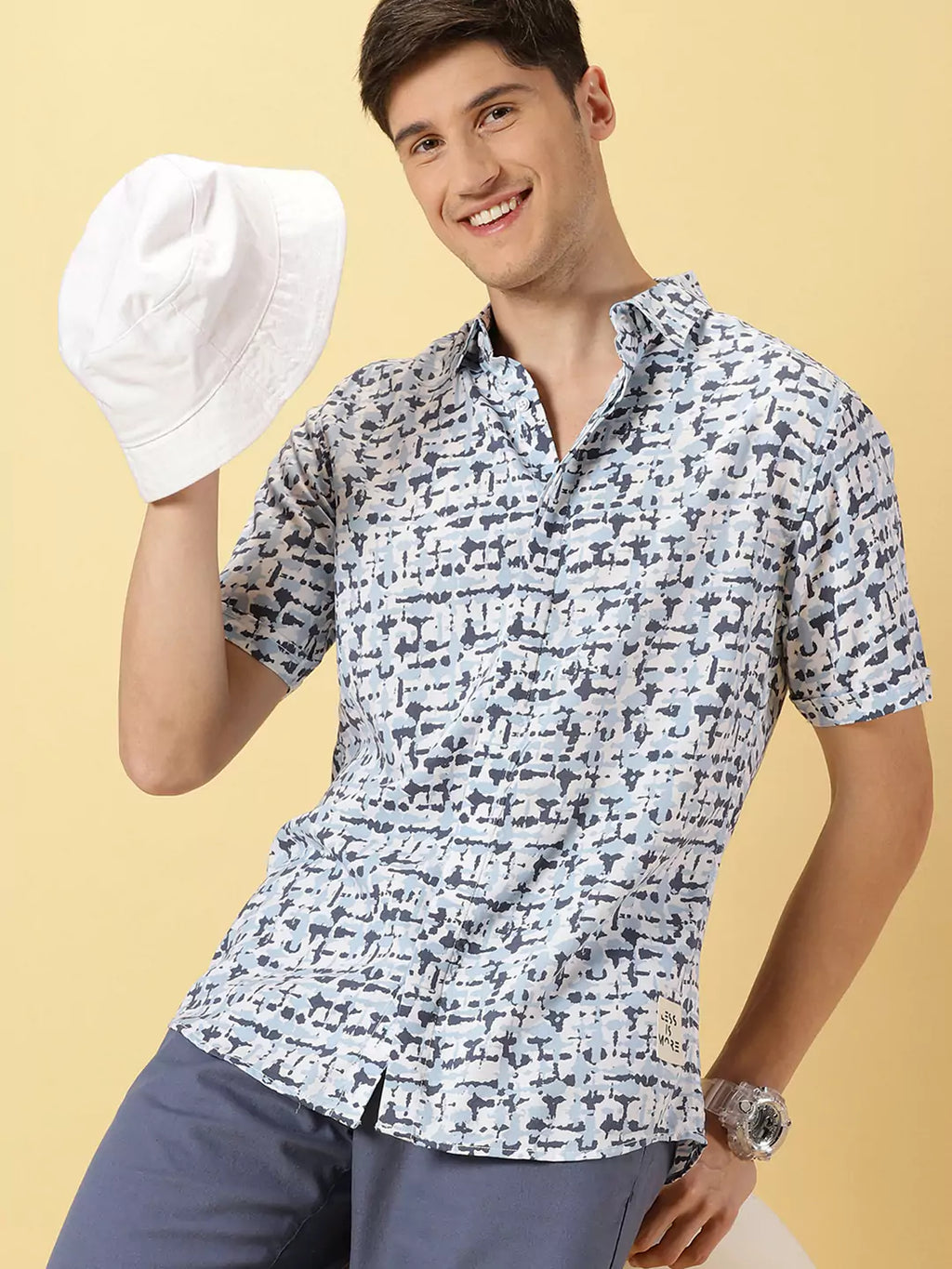 Thomas Scott Men Classic Abstract Printed Cotton Shirt