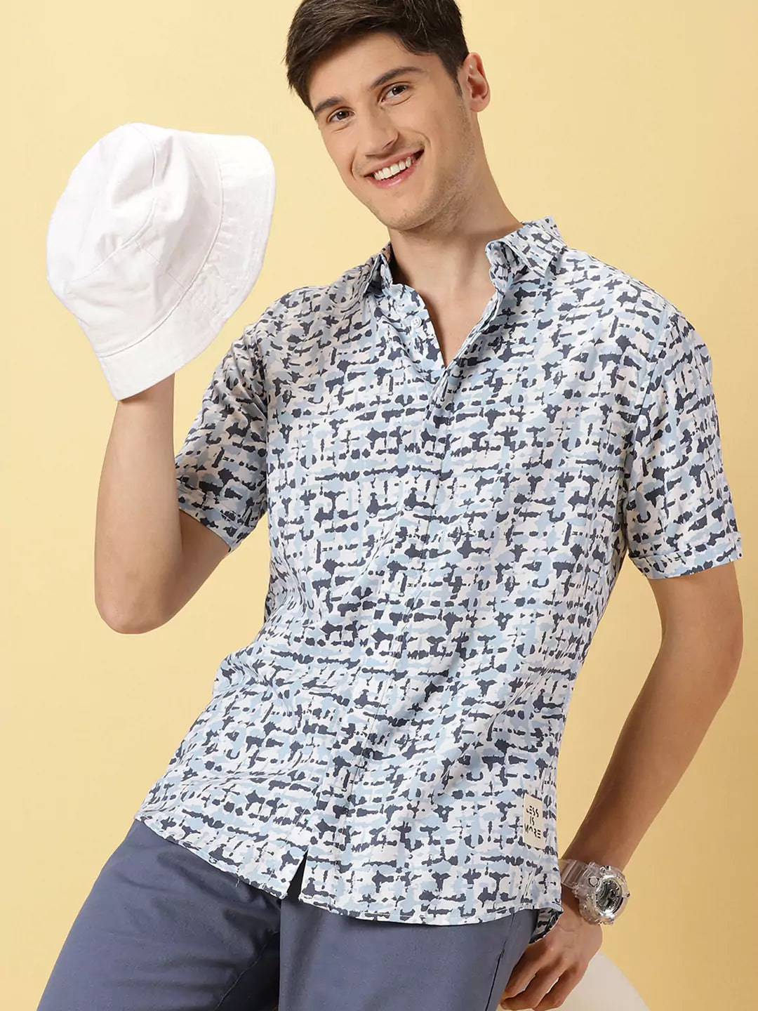 Thomas Scott Men Classic Abstract Printed Cotton Shirt