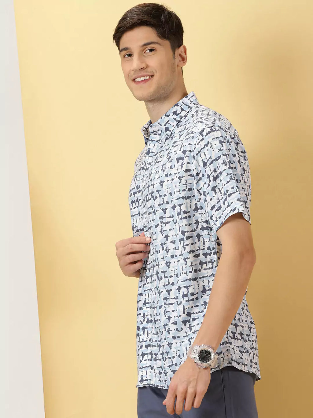 Thomas Scott Men Classic Abstract Printed Cotton Shirt