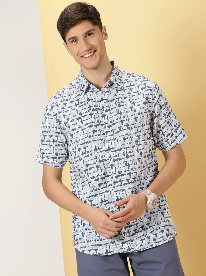 Thomas Scott Men Classic Abstract Printed Cotton Shirt