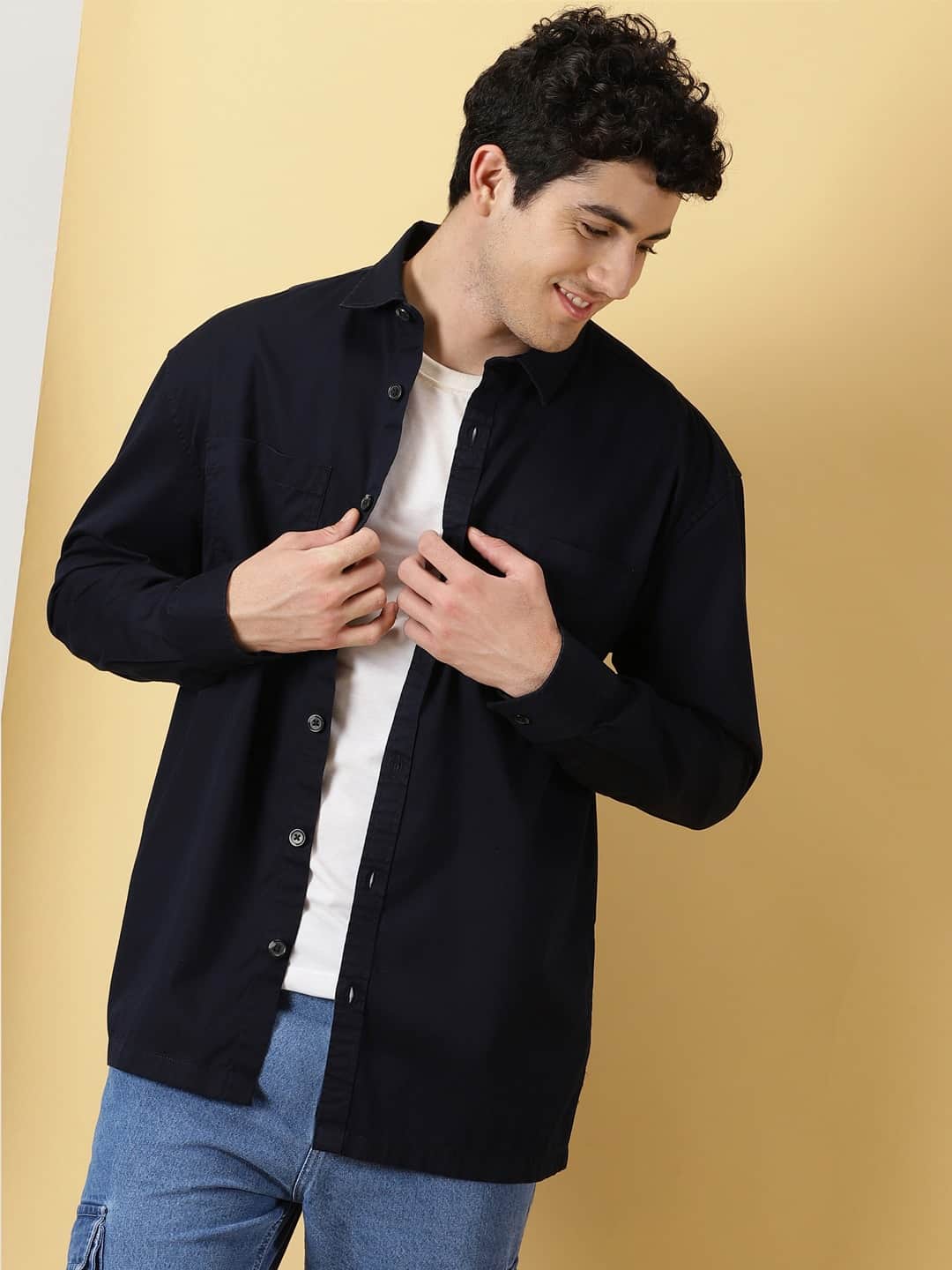 Thomas Scott Men Smart Pure Cotton Oversized Casual Shirt