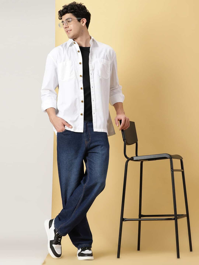 Thomas Scott Men Smart Pure Cotton Oversized Casual Shirt