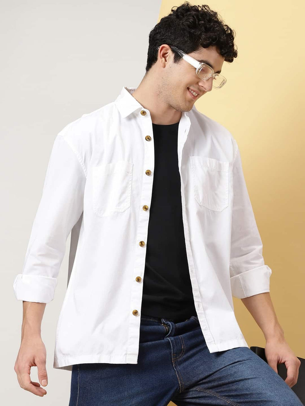 Thomas Scott Men Smart Pure Cotton Oversized Casual Shirt
