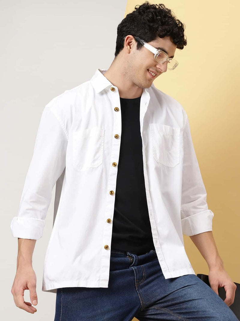 Thomas Scott Men Smart Pure Cotton Oversized Casual Shirt