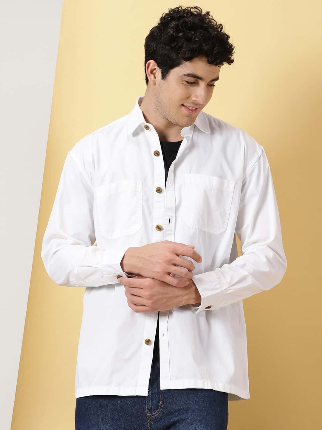 Thomas Scott Men Smart Pure Cotton Oversized Casual Shirt