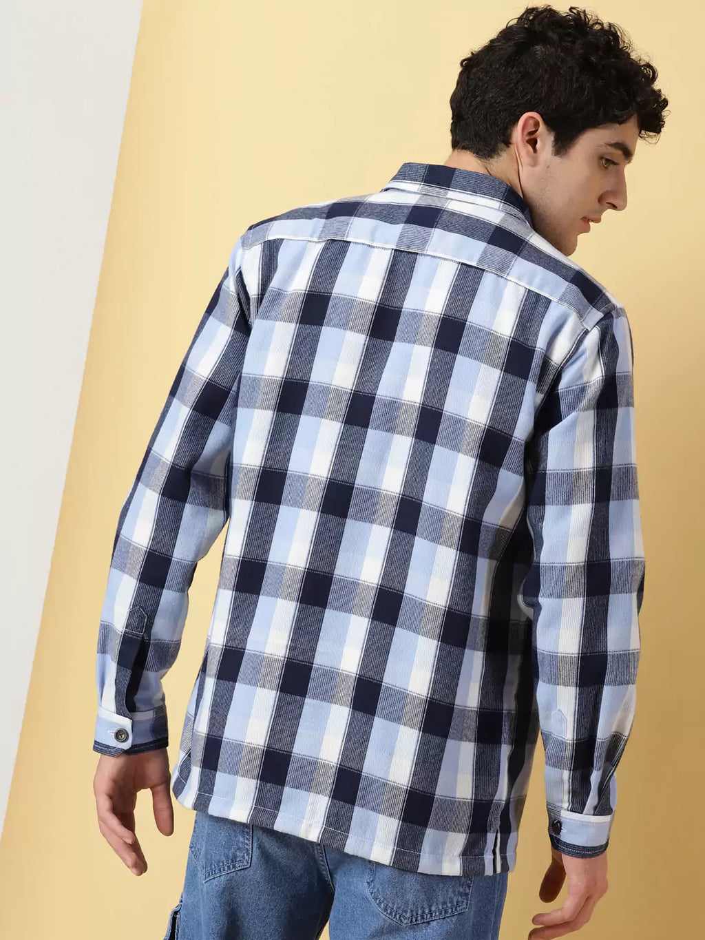 Thomas Scott Men Checked Cotton Premium Corduroy Oversized Shackets