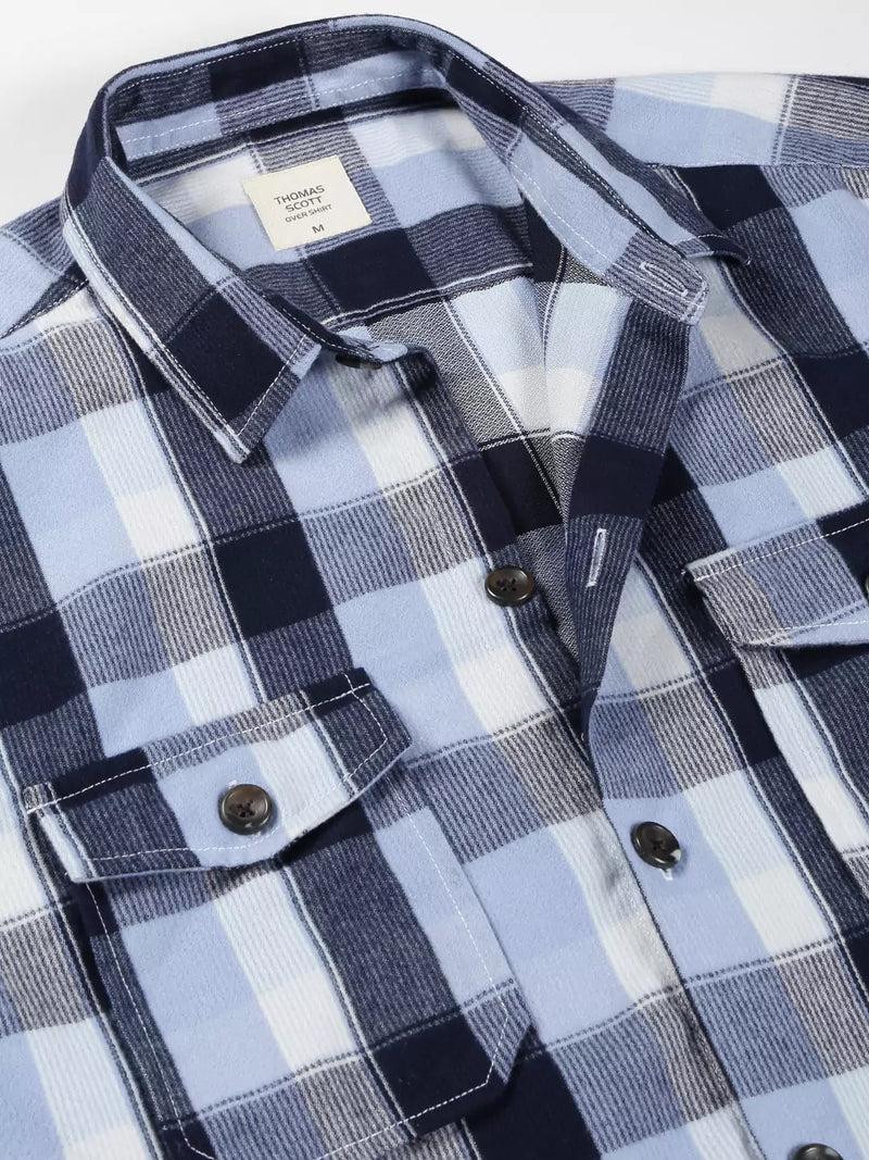 Thomas Scott Men Checked Cotton Premium Corduroy Oversized Shackets