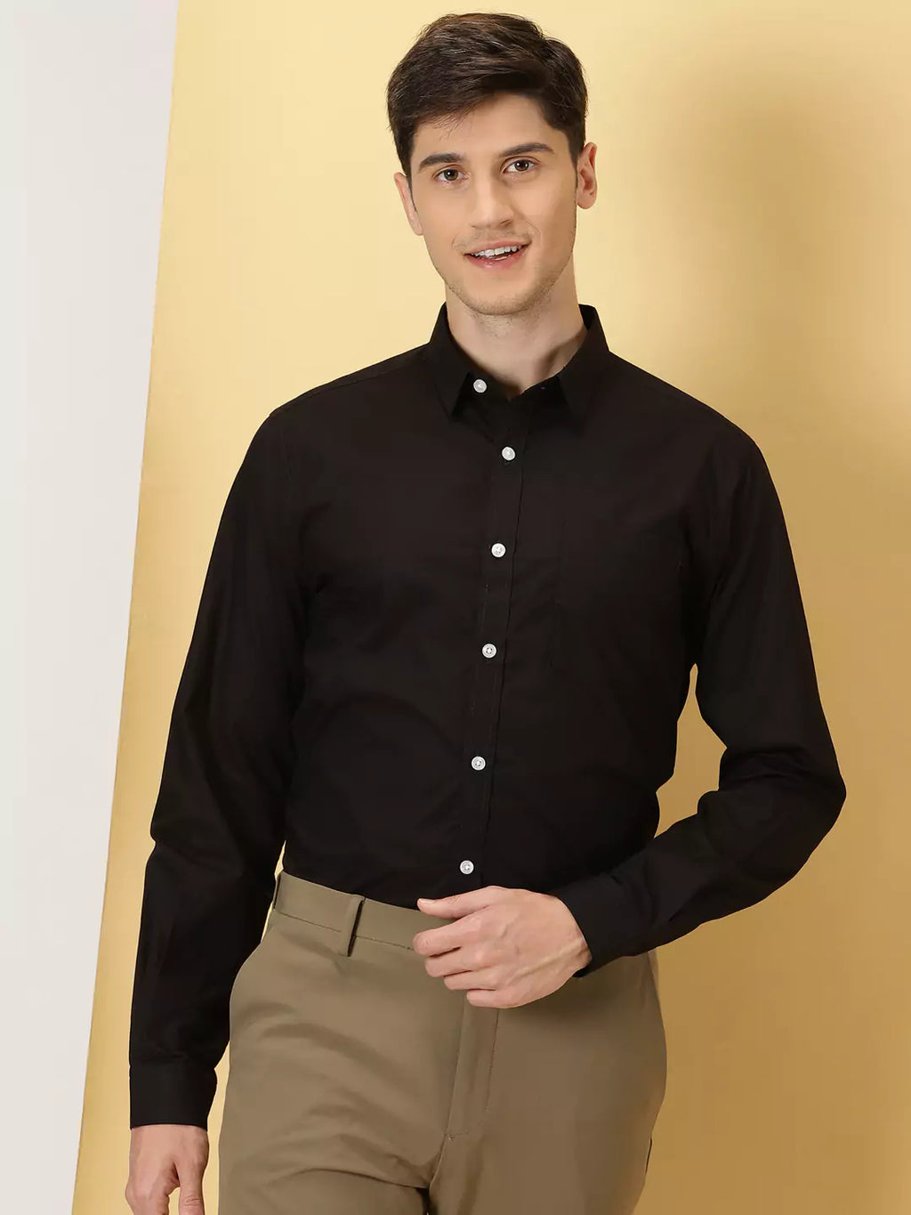 Thomas Scott Men Classic Slim Fit Opaque Cotton Formal Shirt