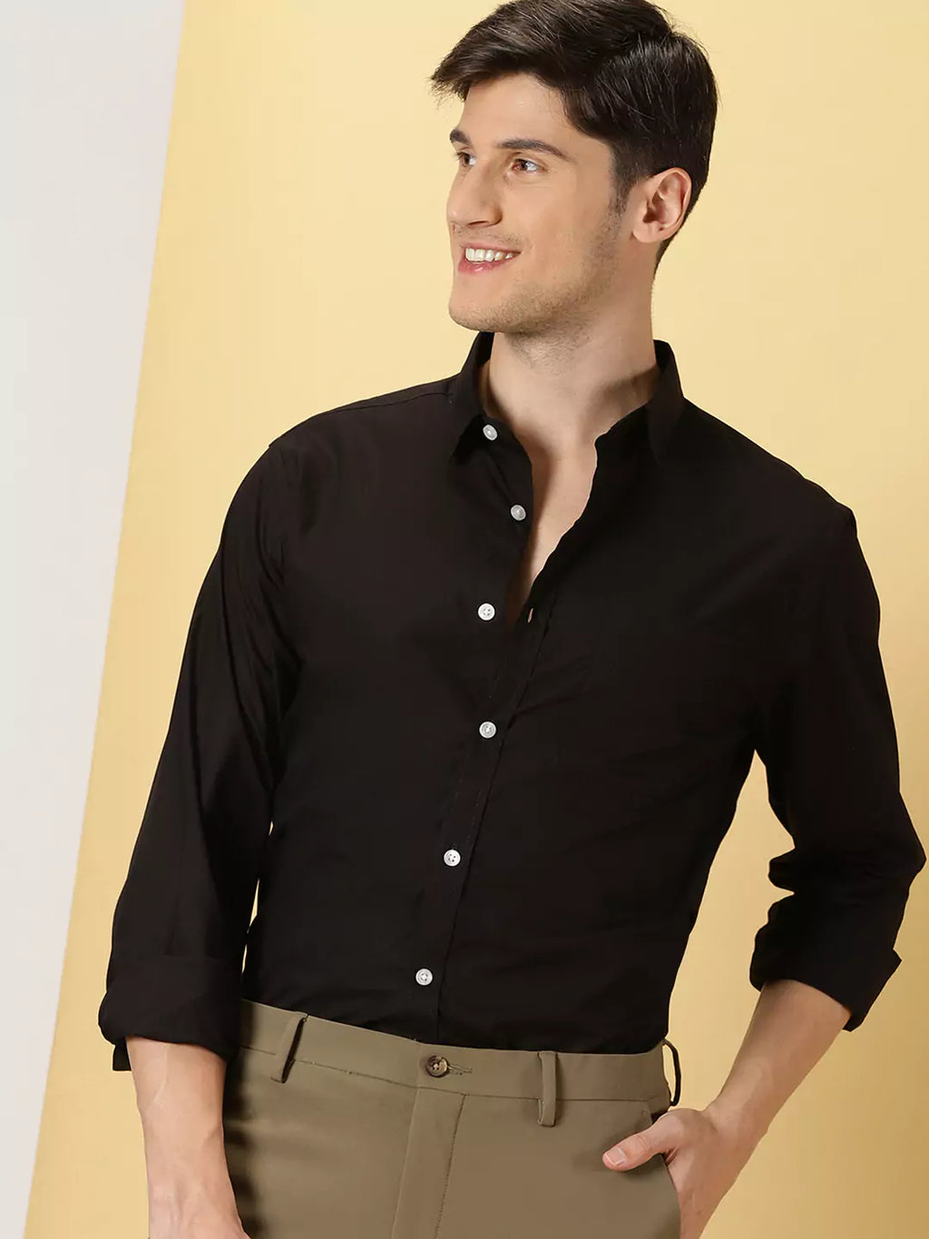 Thomas Scott Men Classic Slim Fit Opaque Cotton Formal Shirt