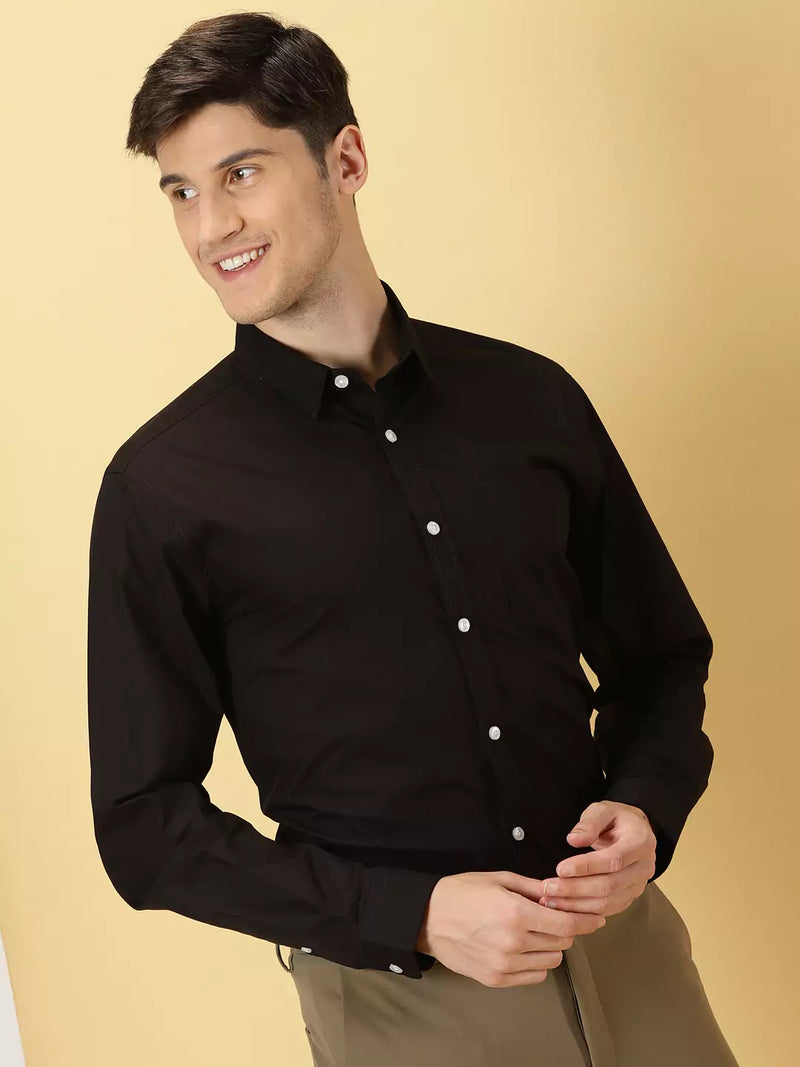 Thomas Scott Men Classic Slim Fit Opaque Cotton Formal Shirt