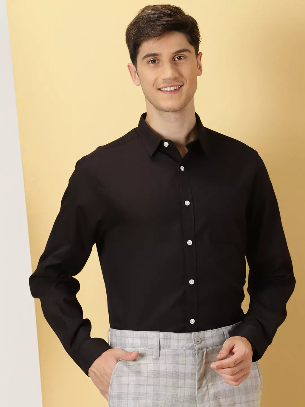 Thomas Scott Men Classic Slim Fit Opaque Cotton Formal Shirt