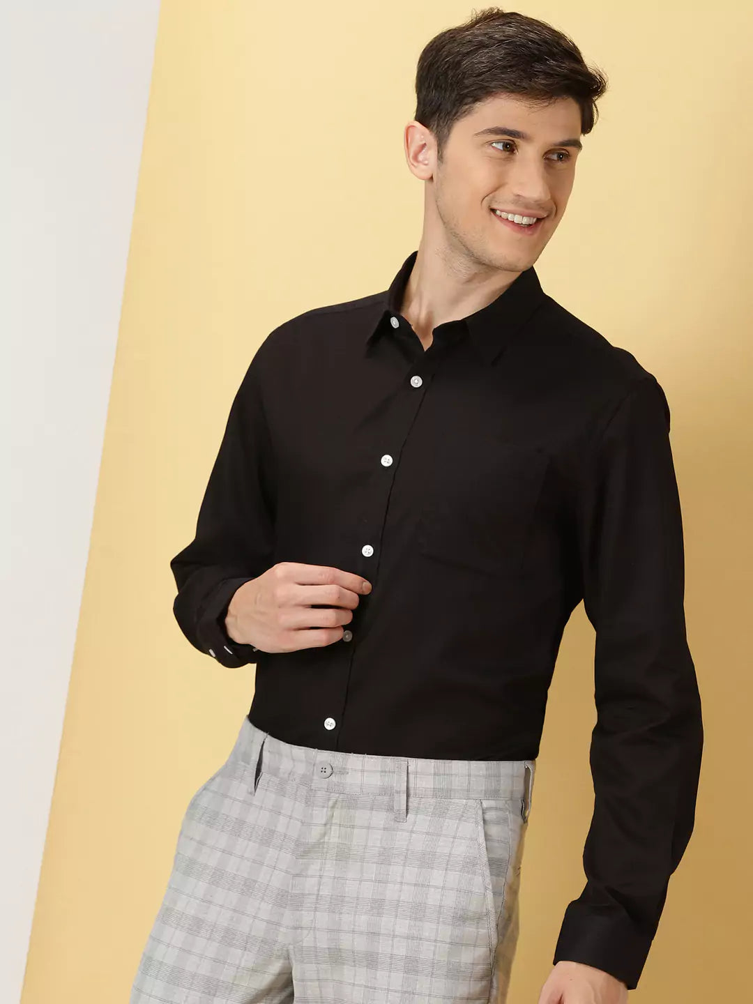 Thomas Scott Men Classic Slim Fit Opaque Cotton Formal Shirt