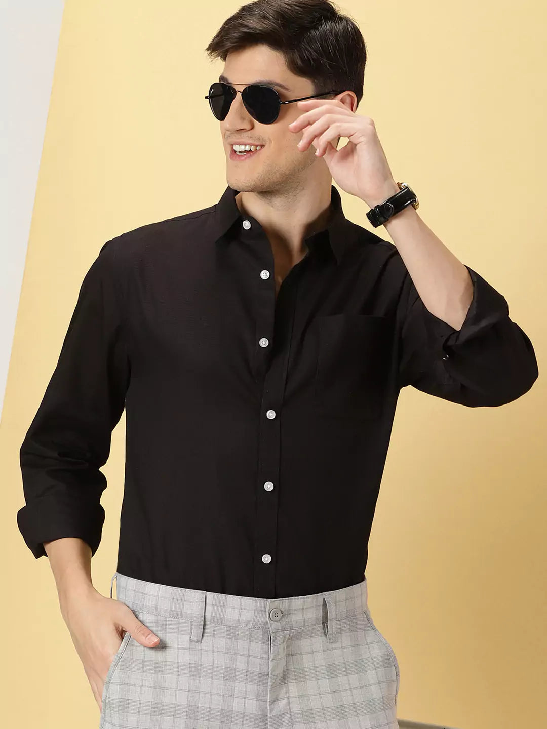 Thomas Scott Men Classic Slim Fit Opaque Cotton Formal Shirt