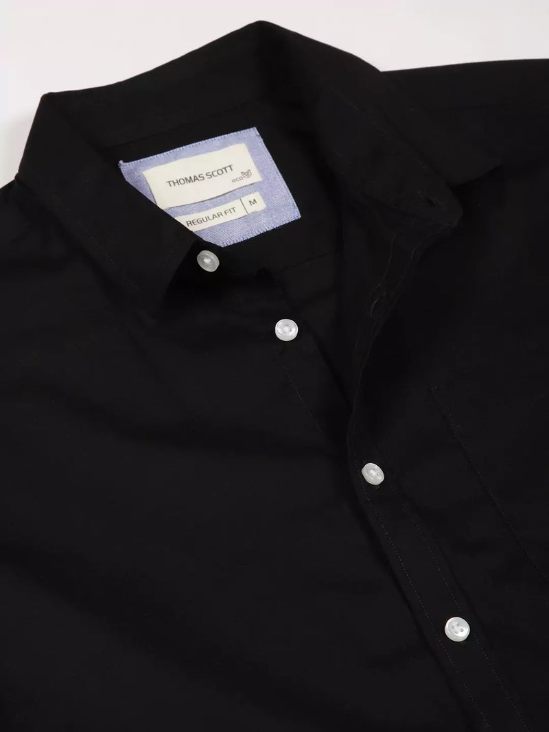Thomas Scott Men Classic Slim Fit Long Sleeves Spread Collar Cotton Opaque Formal Shirt