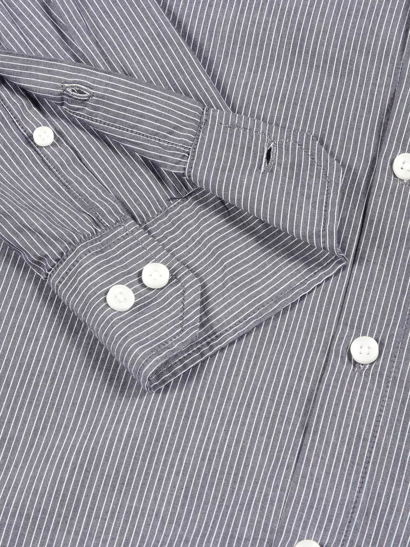 Thomas Scott Men Premium Fit Striped Spread Collar Roll-Up Sleeves Cotton Casual Shirt