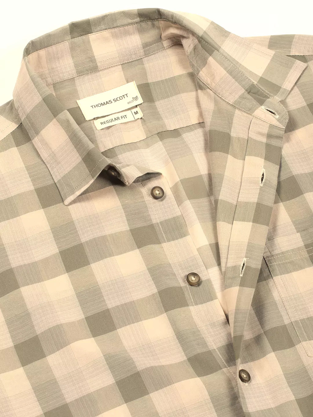 Thomas Scott Men Premium Spread Collar Shepherd Checked Cotton Casual Shirt