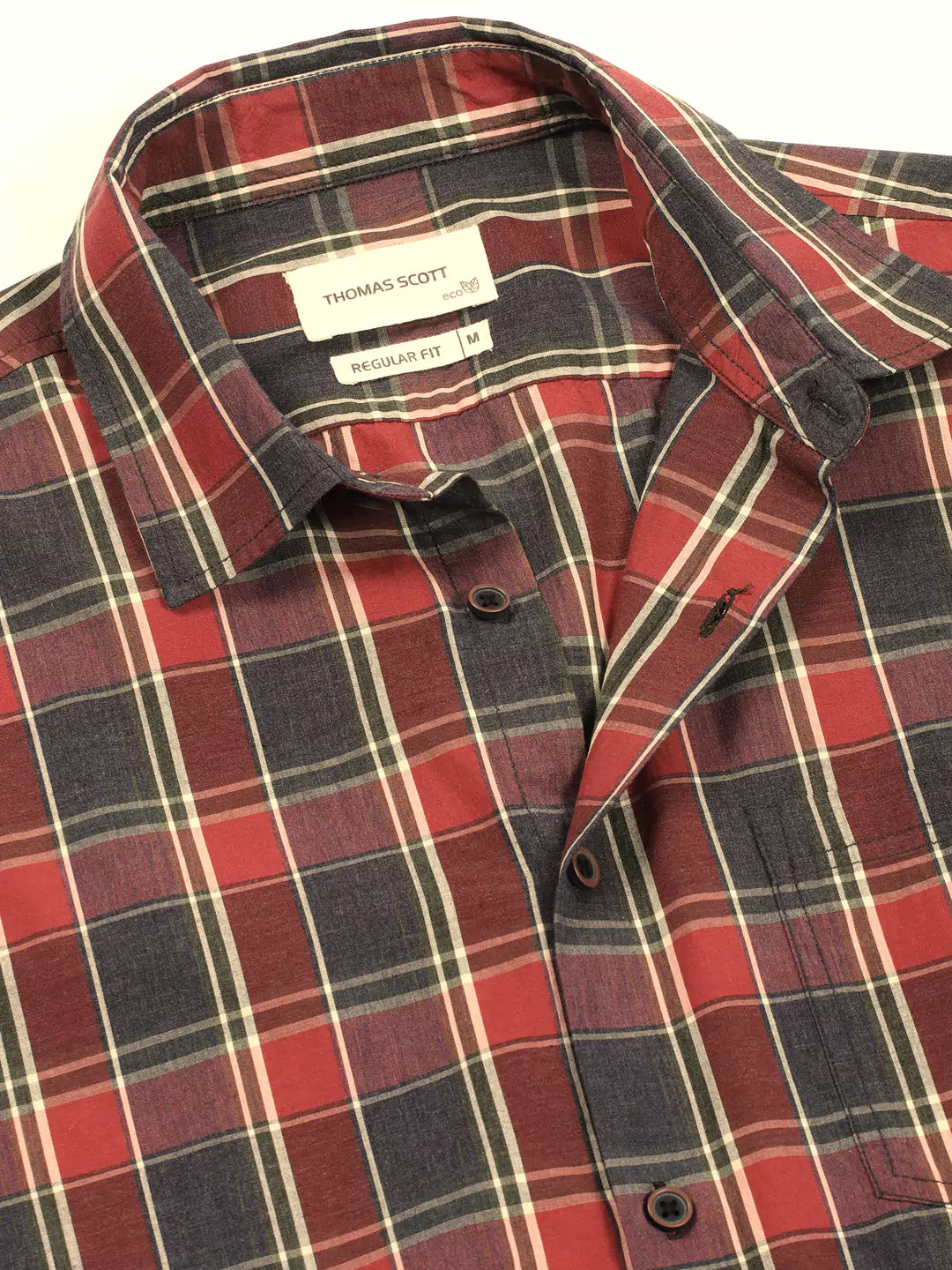Thomas Scott Men Premium Spread Collar Shepherd Checked Cotton Casual Shirt