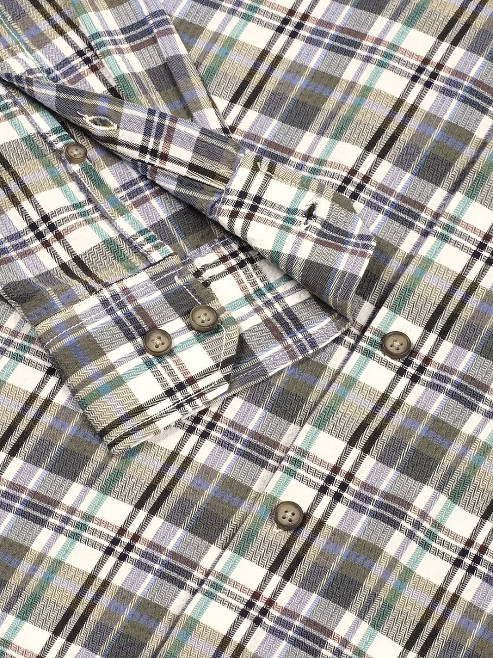 Thomas Scott Men Premium Spread Collar Tartan Checked Cotton Casual Shirt