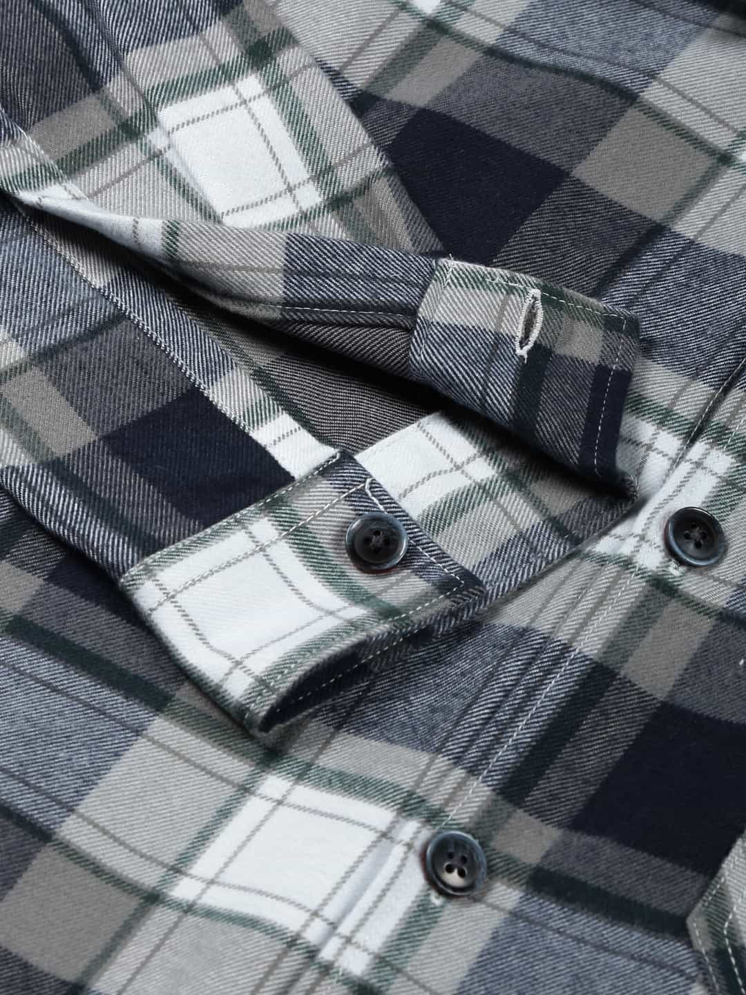 Thomas Scott Men Classic Spread Collar Long Sleeves Checked Casual Shirt