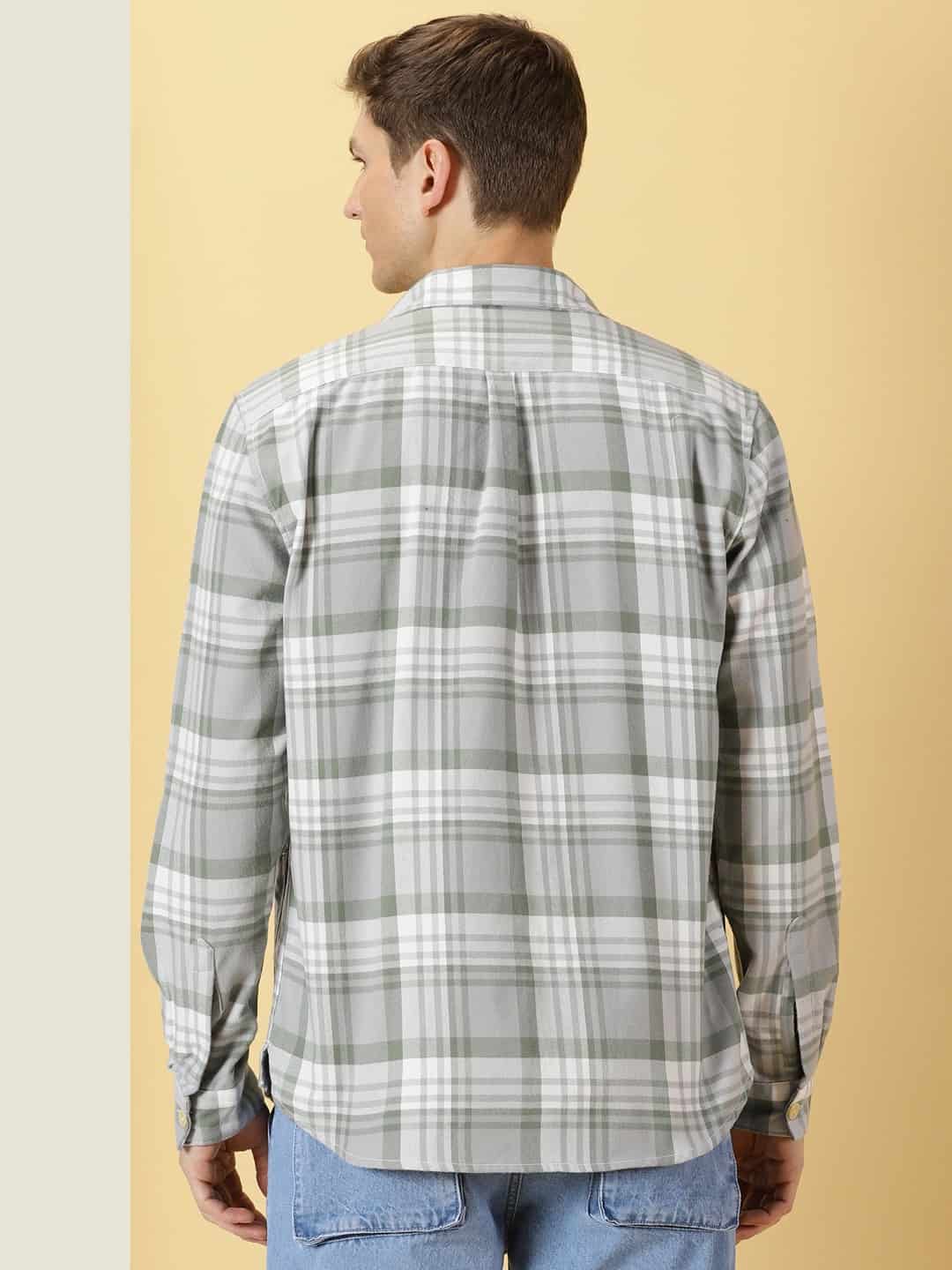 Thomas Scott Men Classic Spread Collar Long Sleeves Checked Casual Shirt