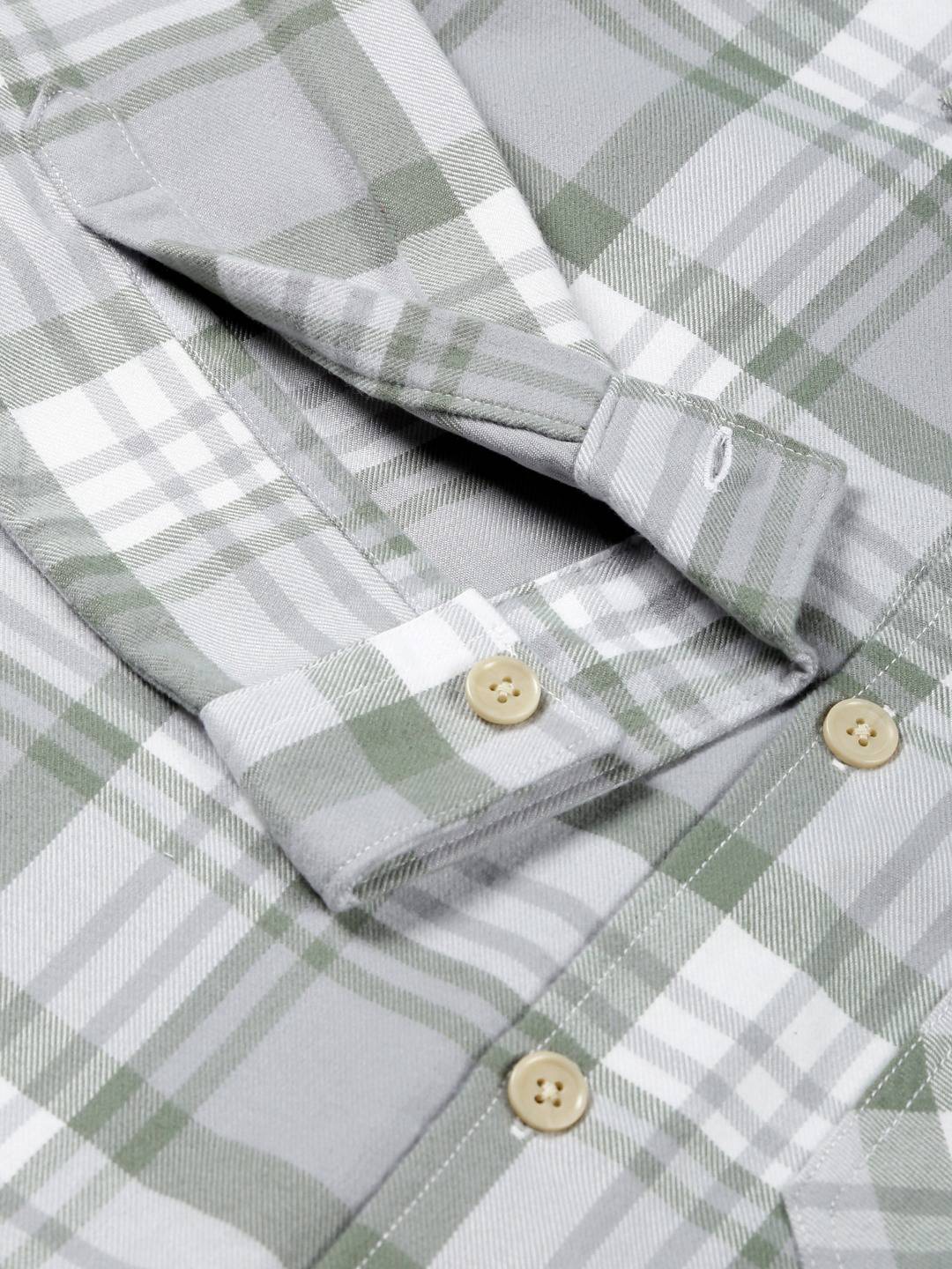 Thomas Scott Men Classic Spread Collar Long Sleeves Checked Casual Shirt