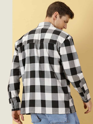 Thomas Scott Men Classic spread collar Long Sleeves Checked Casual Shirt