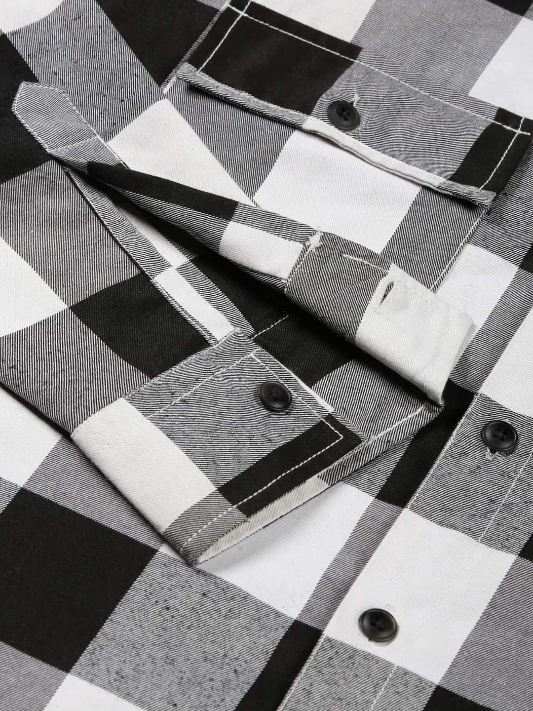 Thomas Scott Men Classic spread collar Long Sleeves Checked Casual Shirt