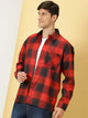 Thomas Scott Men Smart Checked Spread Collar Long Sleeves Oversized Casual Shacket