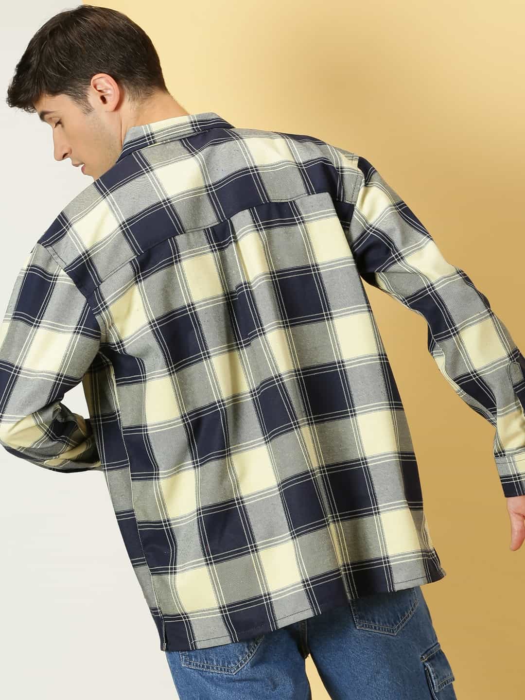 Thomas Scott Men Smart Checked Opaque Oversized Casual Shirt