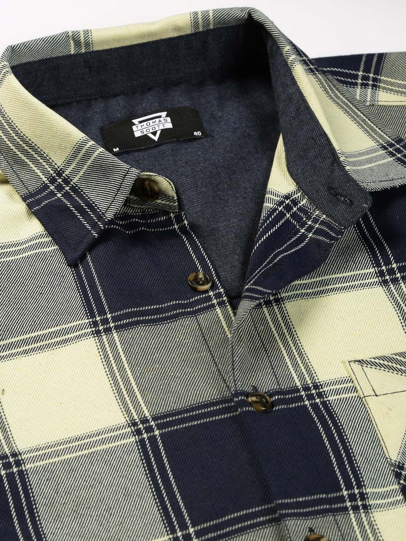 Thomas Scott Men Smart Checked Opaque Oversized Casual Shirt