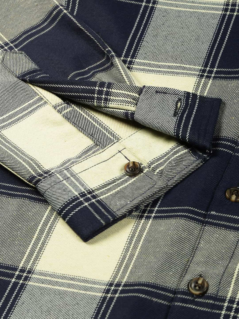 Thomas Scott Men Smart Checked Opaque Oversized Casual Shirt