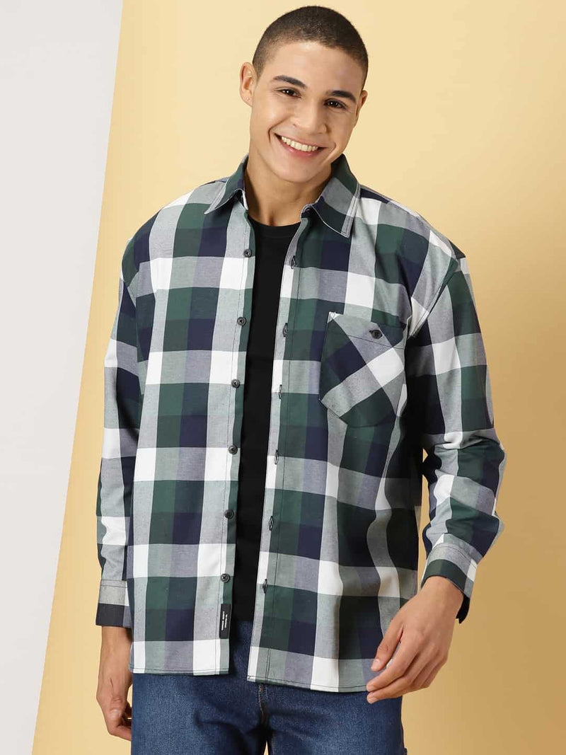 Thomas Scott Men Classic Tartan Checks Opaque Checked Cotton Casual Shirt