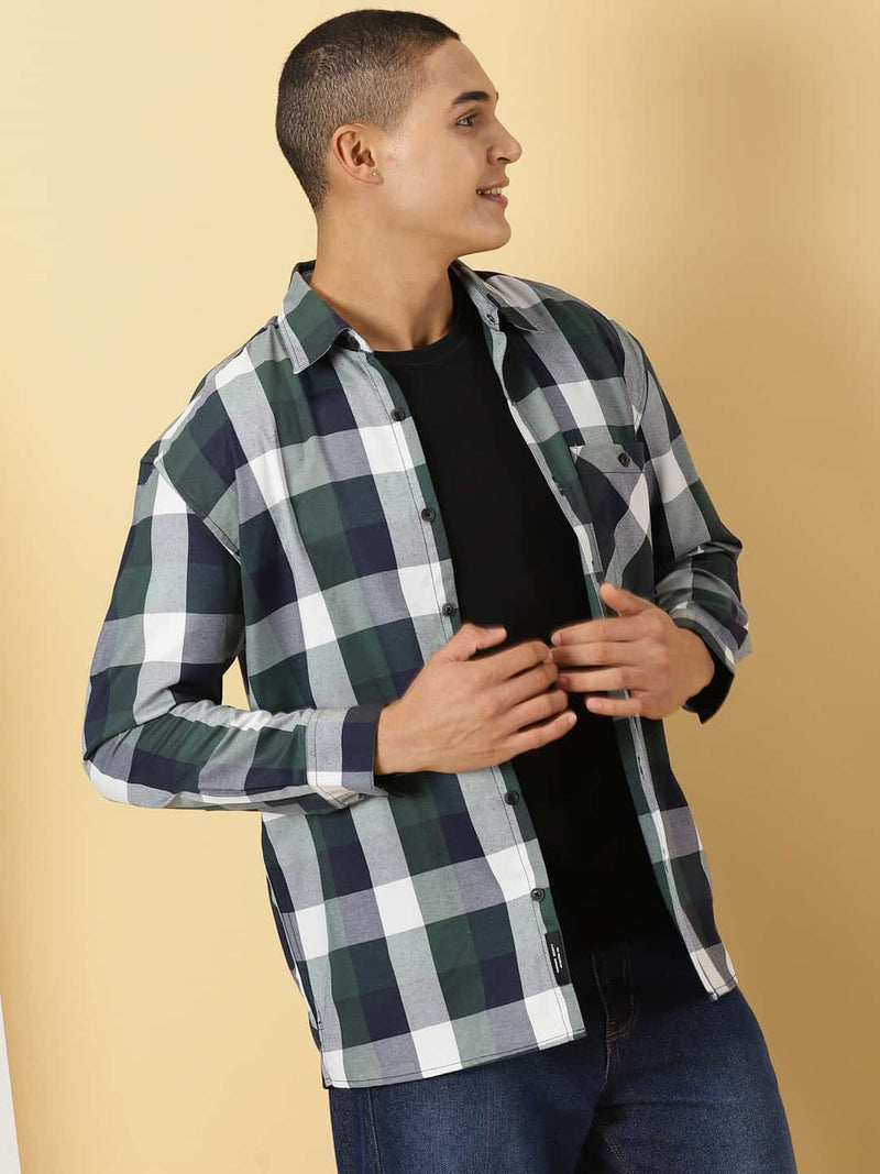 Thomas Scott Men Classic Tartan Checks Opaque Checked Cotton Casual Shirt