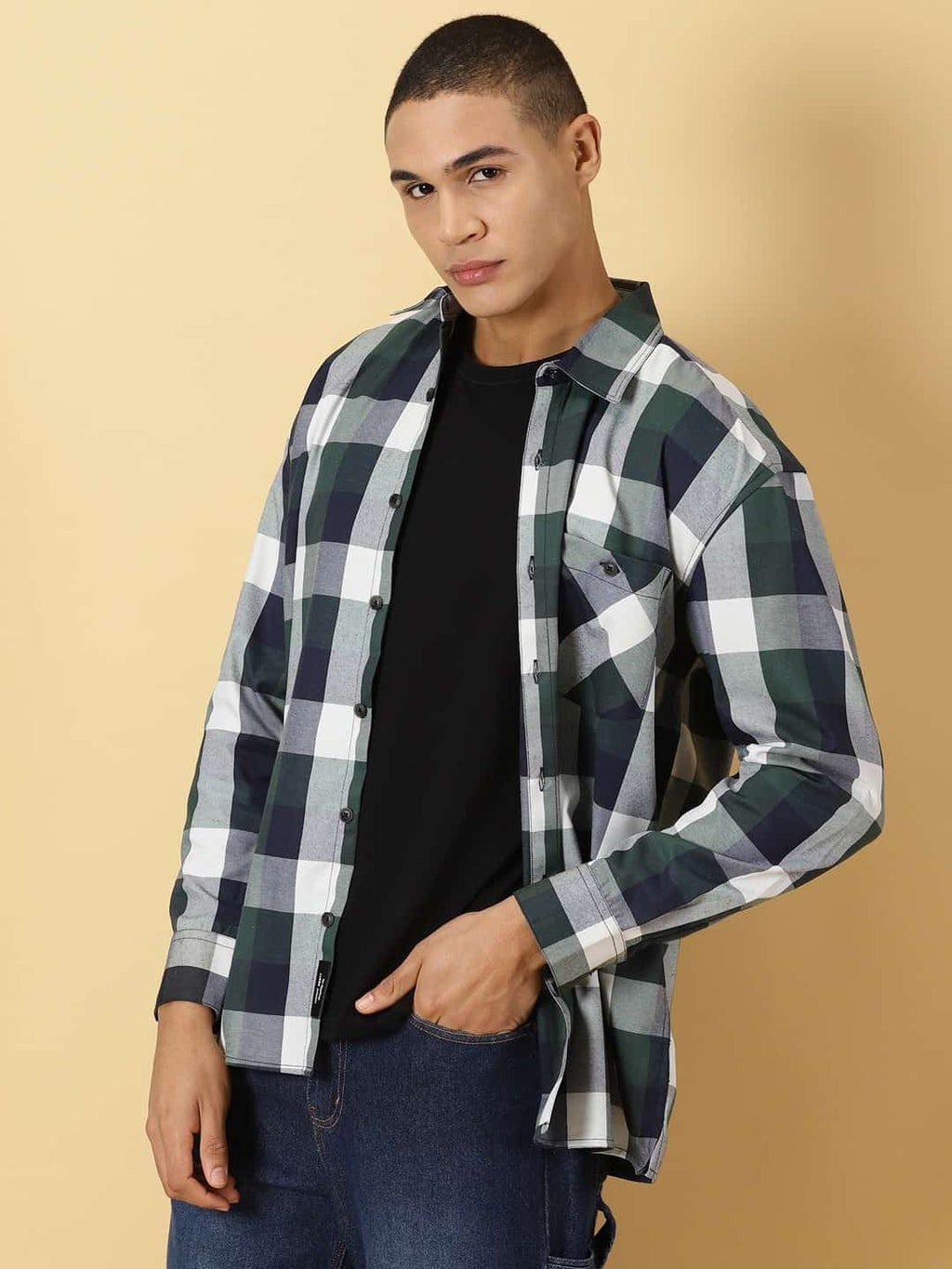 Thomas Scott Men Classic Tartan Checks Opaque Checked Cotton Casual Shirt