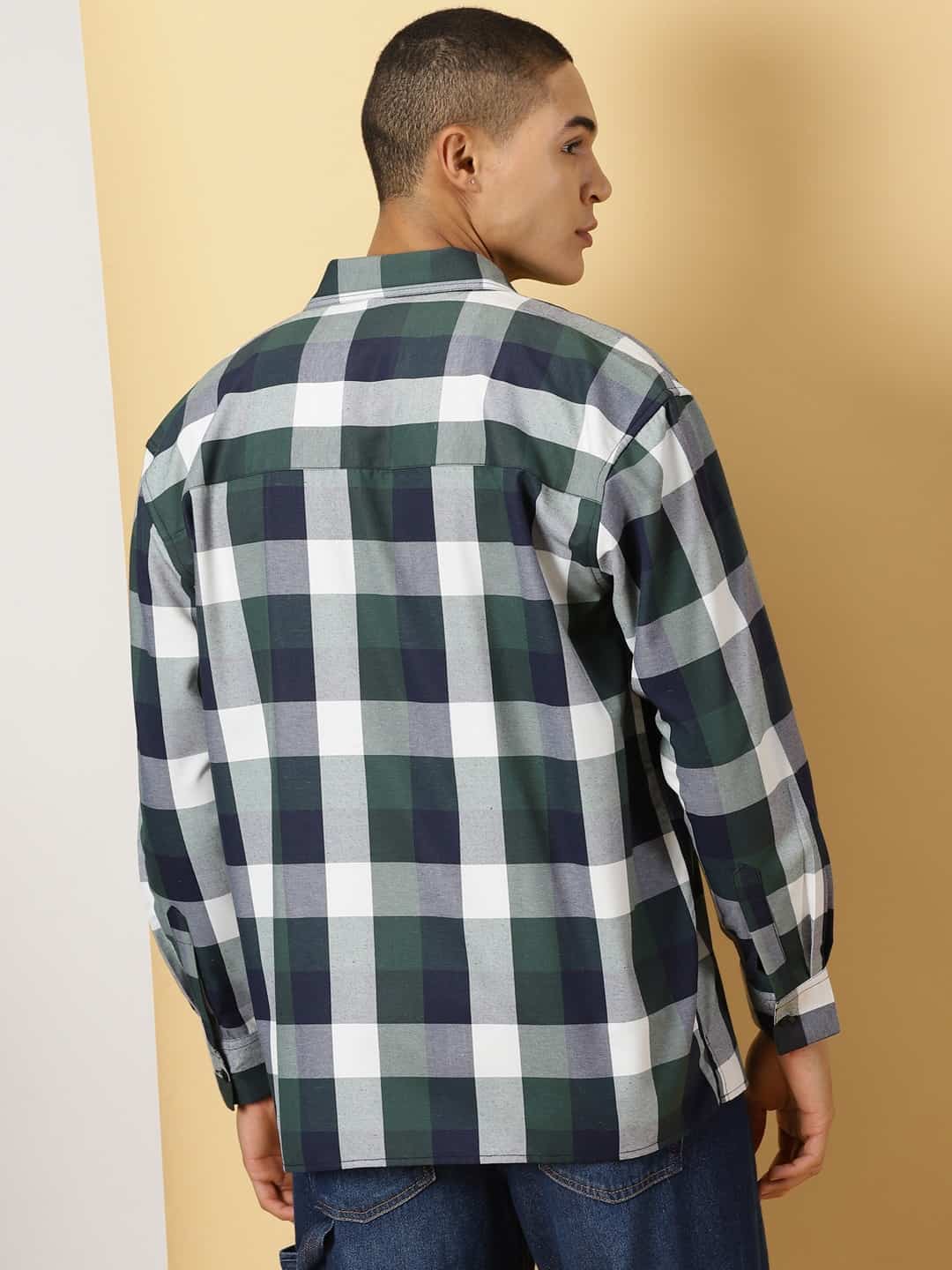 Thomas Scott Men Classic Tartan Checks Opaque Checked Cotton Casual Shirt