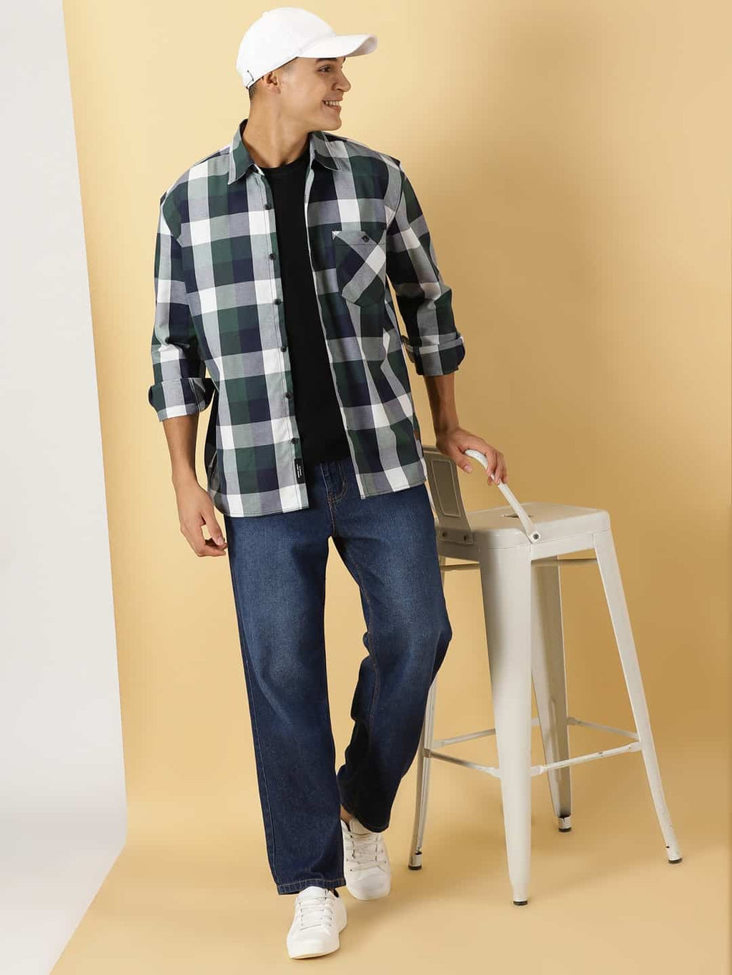 Thomas Scott Men Classic Tartan Checks Opaque Checked Cotton Casual Shirt