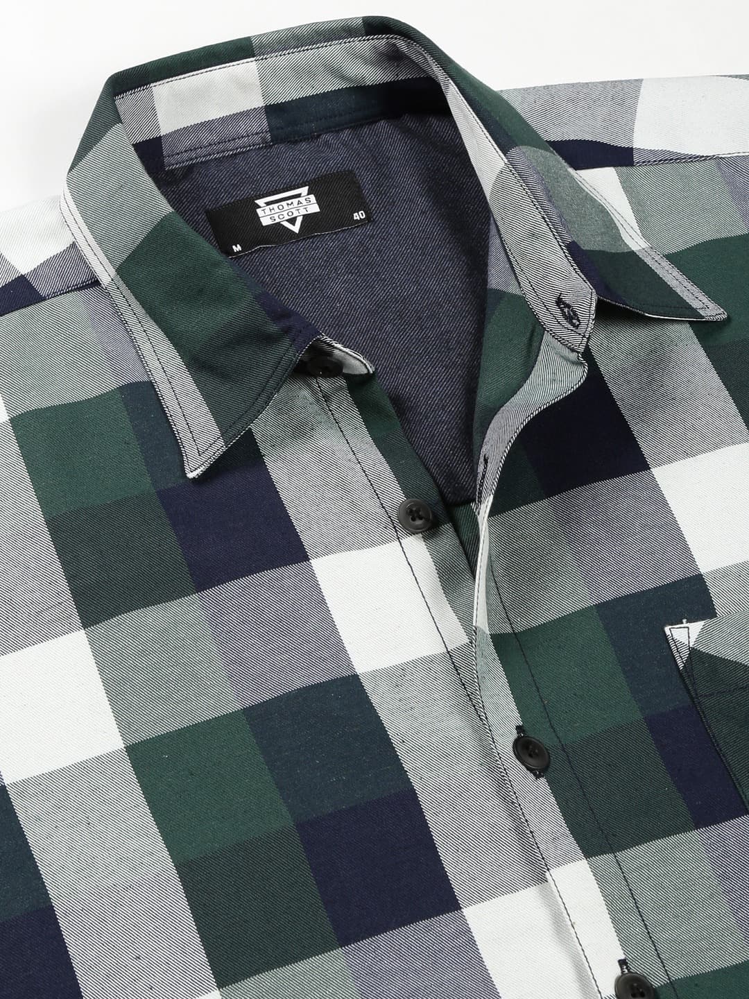 Thomas Scott Men Classic Tartan Checks Opaque Checked Cotton Casual Shirt