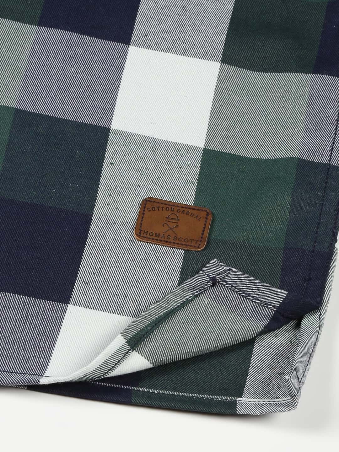 Thomas Scott Men Classic Tartan Checks Opaque Checked Cotton Casual Shirt