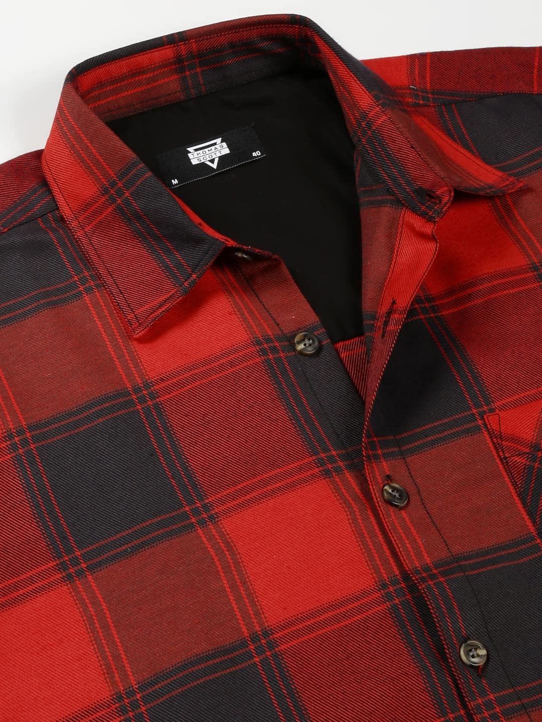 Thomas Scott Men Classic Opaque Checked Cotton Casual Shirt