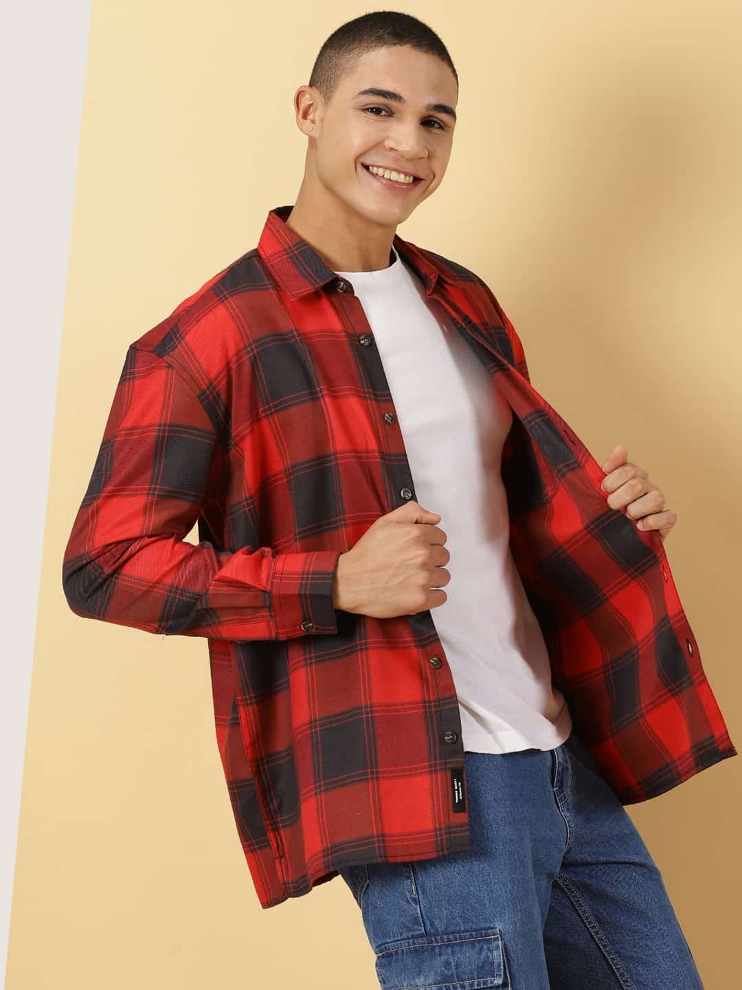 Thomas Scott Men Classic Opaque Checked Cotton Casual Shirt