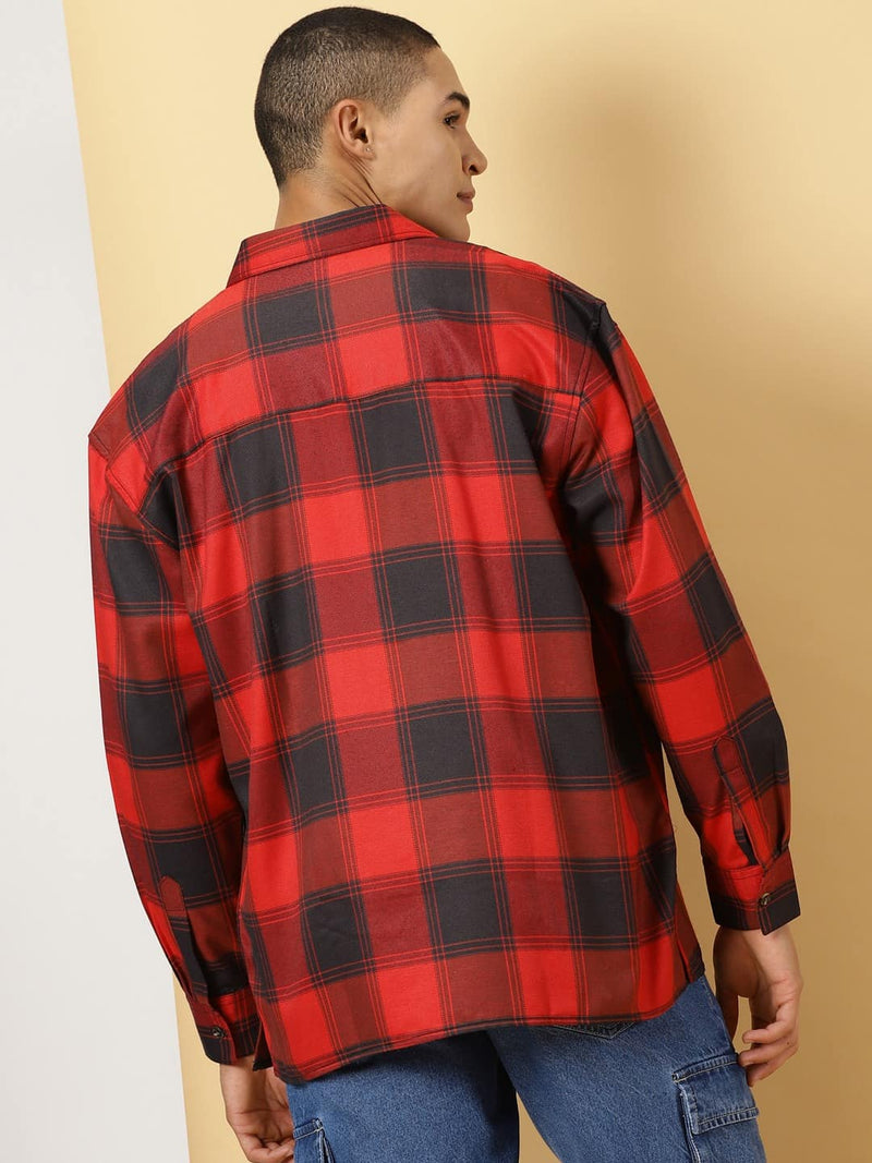 Thomas Scott Men Classic Opaque Checked Cotton Casual Shirt
