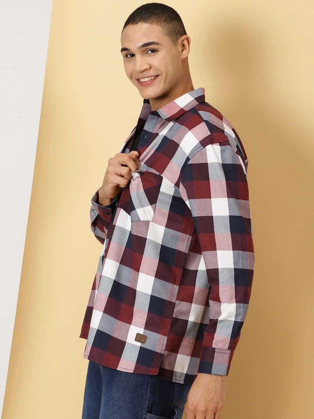 Thomas Scott Men Classic Tartan Checks Opaque Checked Cotton Casual Shirt