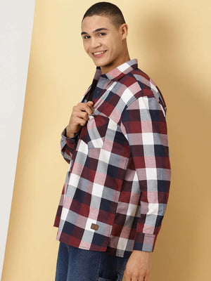 Thomas Scott Men Classic Tartan Checks Opaque Checked Cotton Casual Shirt