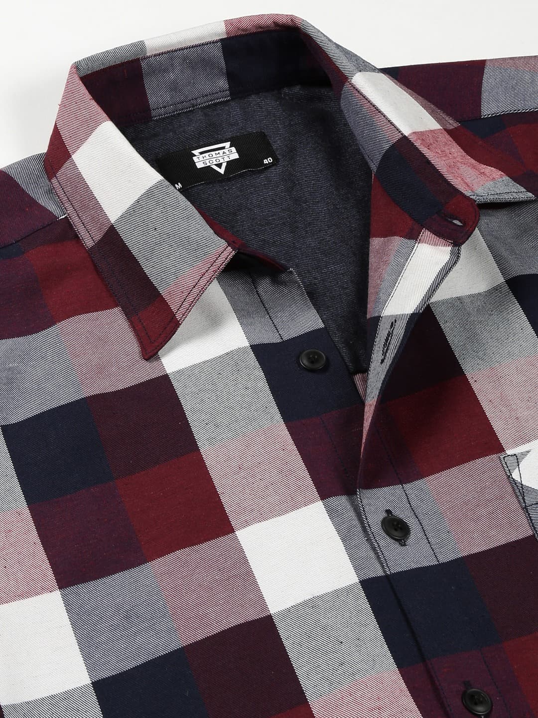 Thomas Scott Men Classic Tartan Checks Opaque Checked Cotton Casual Shirt