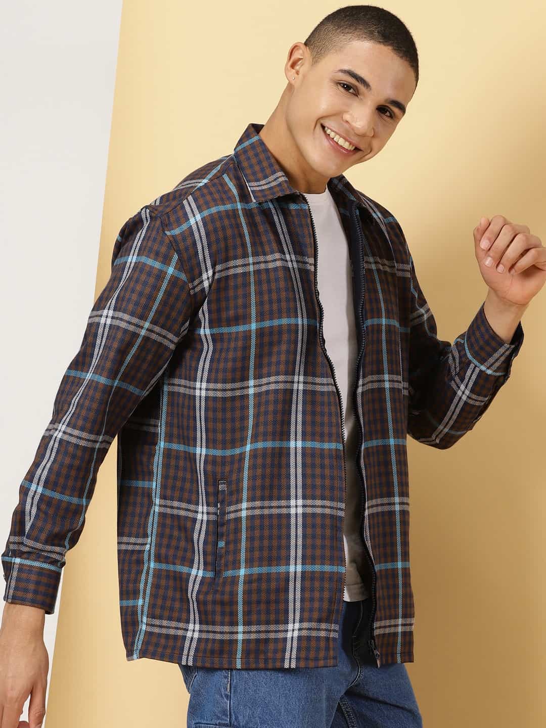 Thomas Scott Men Classic Tartan Checks Opaque Checked Cotton Casual Shirt