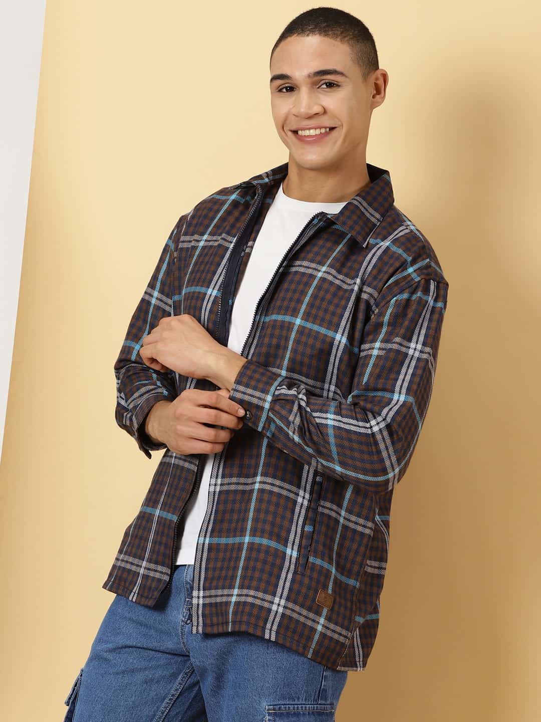 Thomas Scott Men Classic Tartan Checks Opaque Checked Cotton Casual Shirt
