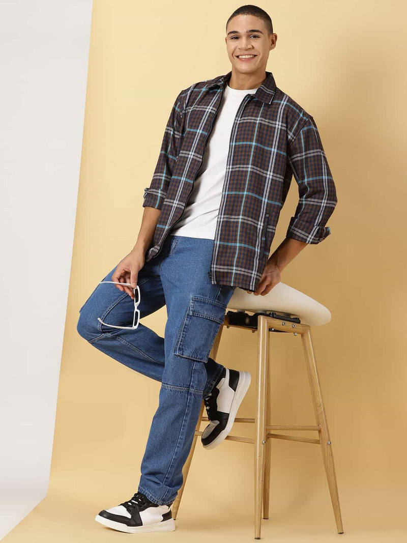 Thomas Scott Men Classic Tartan Checks Opaque Checked Cotton Casual Shirt