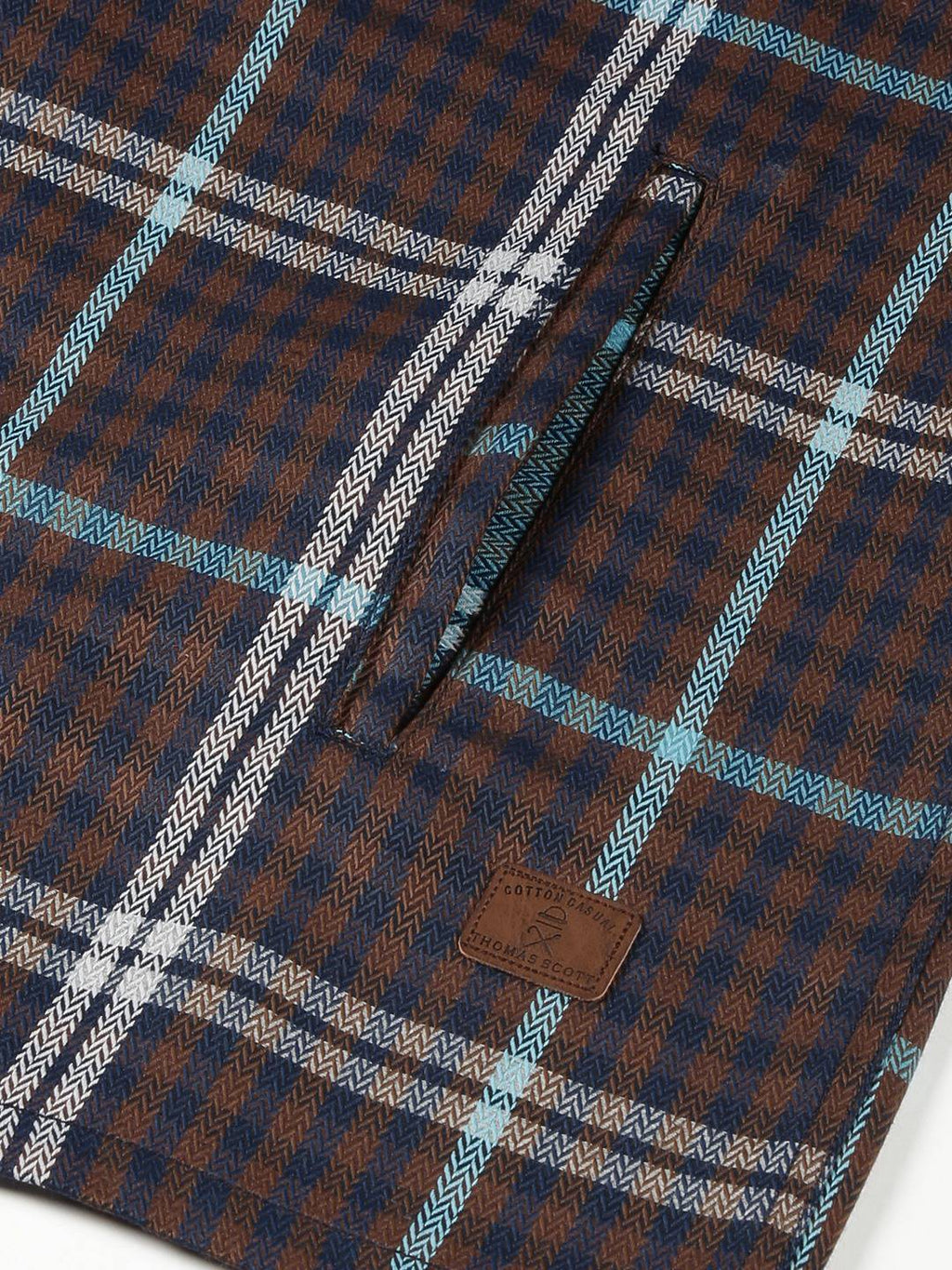 Thomas Scott Men Classic Tartan Checks Opaque Checked Cotton Casual Shirt