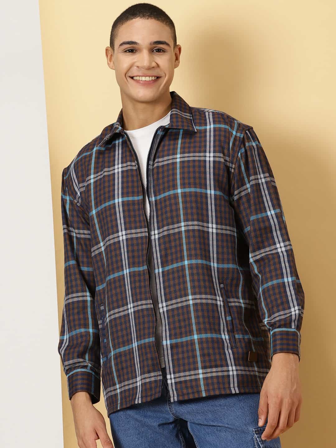 Thomas Scott Men Classic Tartan Checks Opaque Checked Cotton Casual Shirt