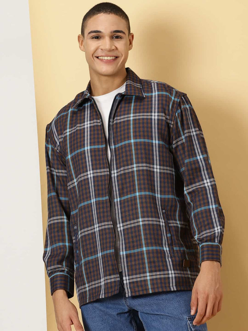 Thomas Scott Men Classic Tartan Checks Opaque Checked Cotton Casual Shirt